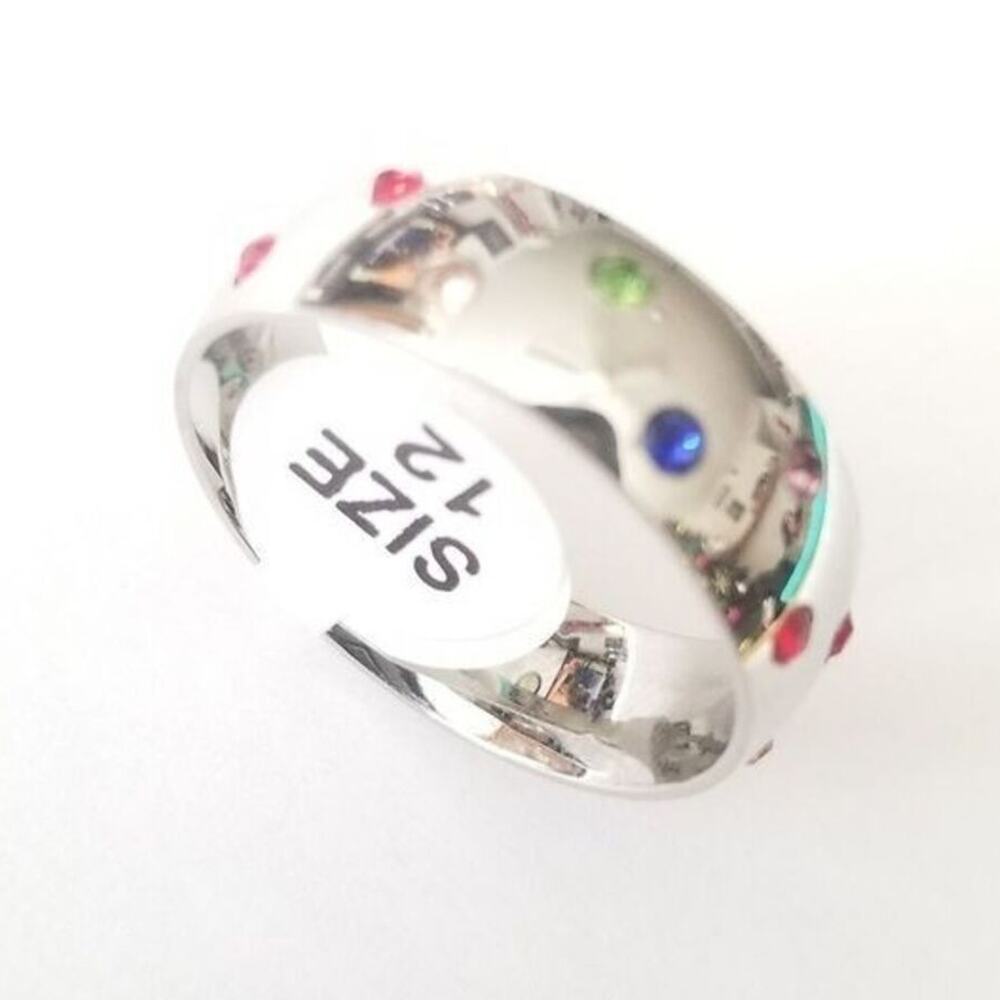 Men’s 316L stainless steel gay pride rainbow band ring size‎ 11